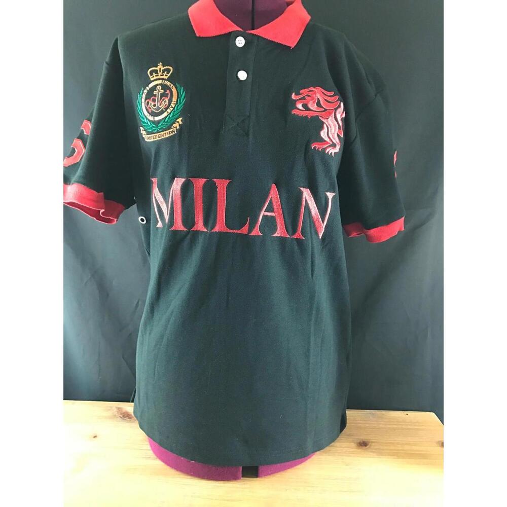 NWT American Ranger MILAN ITALY Soccer RUGBY Polo Shirt RED/BLACK World Cup #6
